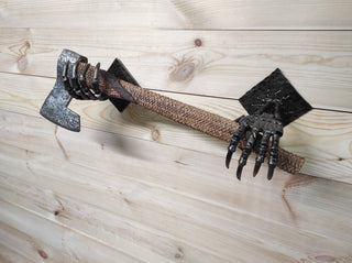 Axe Wall Holder,Skeleton Hands, axe stand, axe holder, handmade holder, iron axe holder