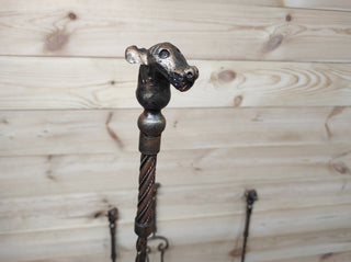 Hand Forged Fireplace Tool Set: Dog Decor, 4 Piece with Stand