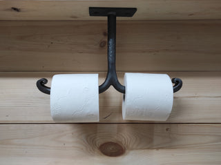 Forged double toilet paper holder, wrought paper holder,black paper holder