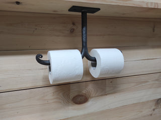 Forged Double Toilet Paper Holder with Shelf Mounting