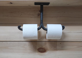 Forged Double Toilet Paper Holder with Shelf Mounting