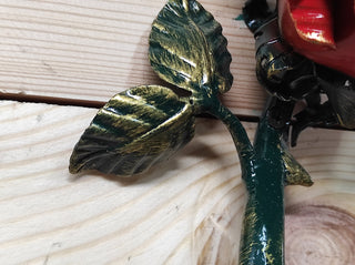 Hand Forged Rose Flower Door Handle - Metal Iron Hardware