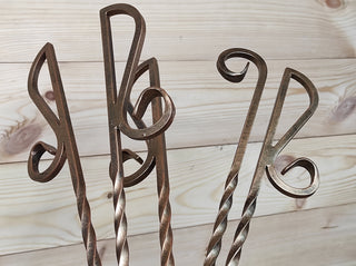 Hand Forged Bronze Fireplace Tools Set with Stand