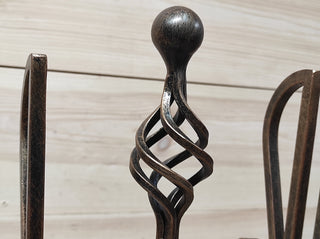 Hand Forged Fireplace Tools Set: Bronze Finish, 4 Piece with Stand