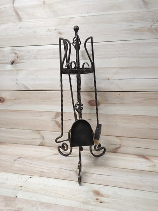 Hand Forged Fireplace Tools Set: Bronze Finish, 5 Piece with Stand
