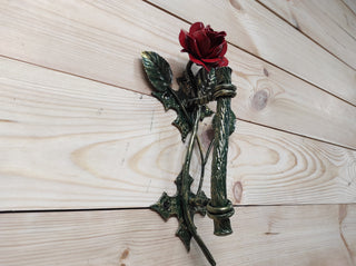 Hand Forged Rose Door Handle: Metal Flower Handle