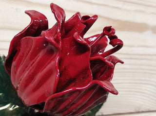 Hand Forged Rose Door Handle: Metal Flower Handle (13.77")