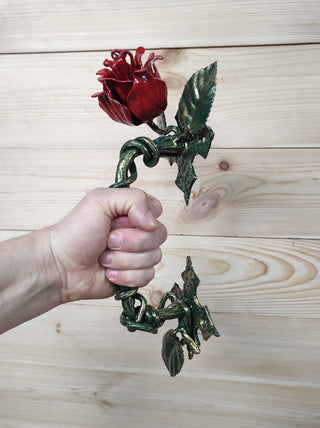 Door handle, metal handle, Rose, Flower door handle