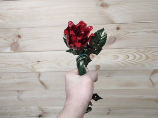 Hand Forged Rose Door Handle: Metal Flower Handle (13.77")