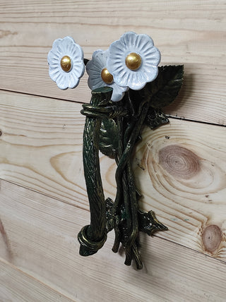 Hand Forged Daisy Door Handle: Metal Flower Handle