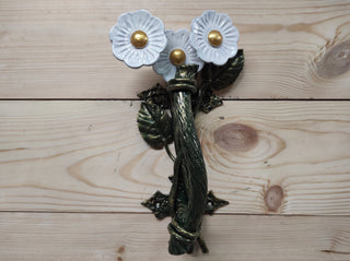 Hand Forged Daisy Door Handle: Metal Flower Handle
