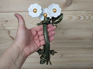 Hand Forged Daisy Door Handle: Metal Flower Handle