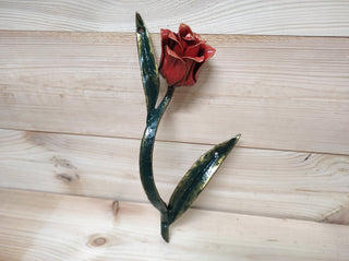 Hand Forged Tulip Door Handle: Metal Flower Handle (11.81")