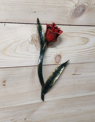 Hand Forged Tulip Door Handle: Metal Flower Handle (11.81")