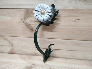 Hand Forged Daisy Door Handle: Metal Flower Handle