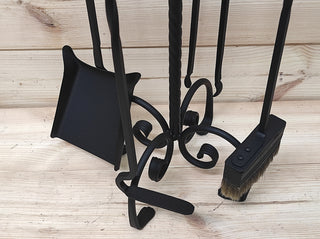 Forged fireplace tools set, fireplace poker, fireplace tongs, shovel, broom, floor stand, hand forged, fireplace gift