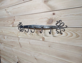 Handmade Stainless Steel Hallway Hanger: Forged Metal Coat Rack