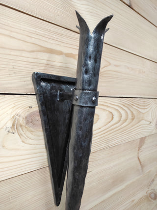 Handmade Forged Iron Wall Sconce Candle Holder: Medieval Style