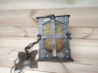 Metal ceiling light, Ceiling lantern, Wrought iron sconces, lantern centerpiece, Medieval lantern, Hand forged, Hanging light