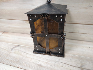 Hand Forged Medieval Lantern: Wrought Iron Hanging Ceiling Light