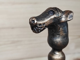Forged Fireplace Tool Set: Handmade Dog Head Broom & Shovel