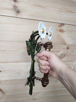 Hand Forged Daisy Flower Door Handle - Metal Floral Decor