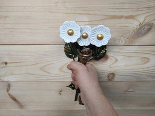 Hand Forged Daisy Flower Door Handle - Metal Floral Decor
