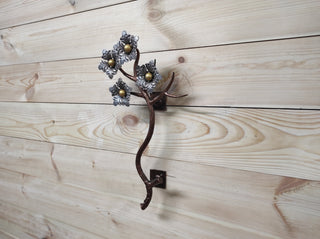 Hand Forged Flower Branch Door Handle: Metal Floral Decor