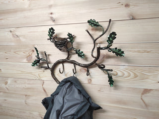 Handmade Forged Iron Coat Rack: Bird's Nest Hallway Hanger
