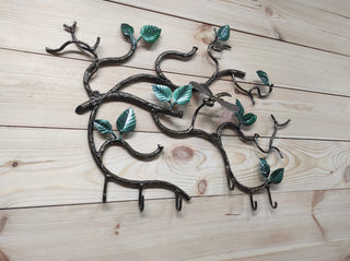 Handmade Forged Iron Coat Rack: Dragonfly Hallway Hanger