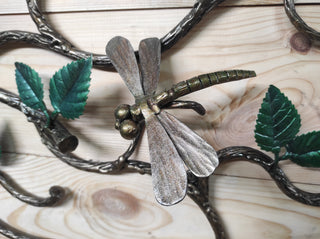 Handmade Forged Iron Coat Rack: Dragonfly Hallway Hanger