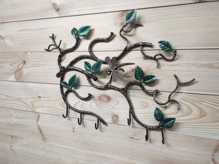 Handmade Forged Iron Coat Rack: Dragonfly Hallway Hanger