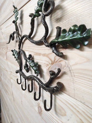 Handmade Forged Iron Coat Rack: Acorn Hallway Hanger