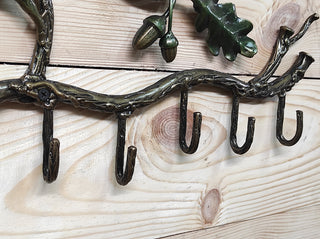 Handmade Forged Iron Coat Rack: Acorn Hallway Hanger