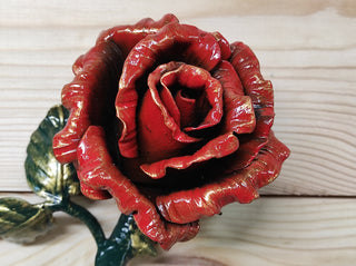 Hand Forged Rose Flower Door Handle - Metal Iron Hardware