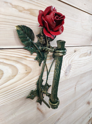 Hand Forged Rose Door Handle: Metal Flower Handle