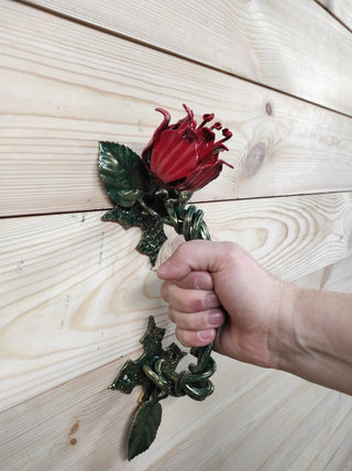 Door handle, metal handle, Rose, Flower door handle