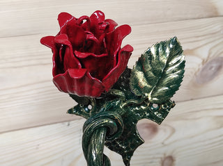Hand Forged Rose Door Handle: Metal Flower Handle (13.77")