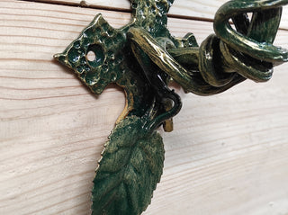 Hand Forged Rose Door Handle: Metal Flower Handle (13.77")
