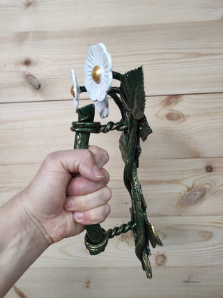 Hand Forged Daisy Door Handle: Metal Flower Handle