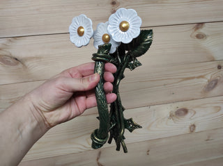 Hand Forged Daisy Door Handle: Metal Flower Handle