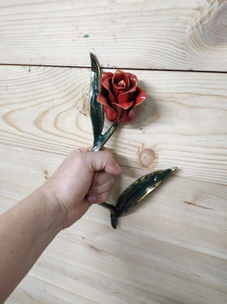 Hand Forged Tulip Door Handle: Metal Flower Handle (11.81")