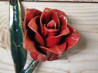 Hand Forged Tulip Door Handle: Metal Flower Handle (11.81")