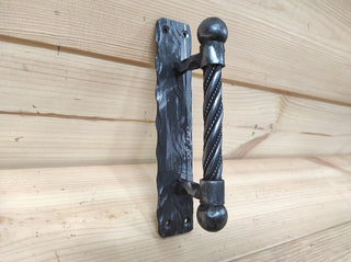 Forged iron door handles, Wrought iron handle, Hand forged handle, Door handle, Metal handle, Barn door handle, Door decor