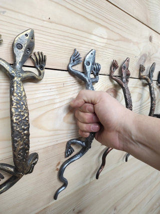 Hand Forged Lizard Door Handle: Metal Barn Door Pull