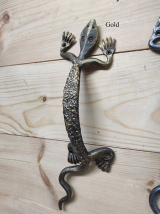 Hand Forged Lizard Door Handle: Metal Barn Door Pull