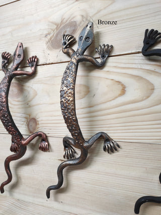 Hand Forged Lizard Door Handle: Metal Barn Door Pull