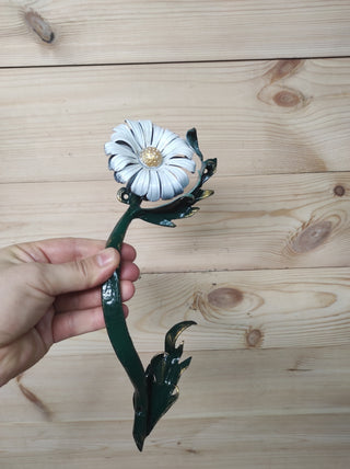 Hand Forged Daisy Door Handle: Metal Flower Handle