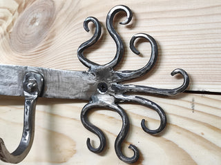 Handmade Stainless Steel Hallway Hanger: Forged Metal Coat Rack