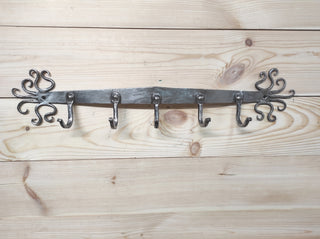 Handmade Stainless Steel Hallway Hanger: Forged Metal Coat Rack